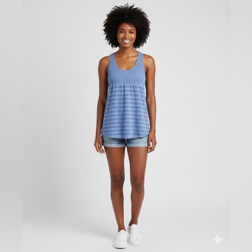 BCBGeneration Light Blue Textured Tank Top